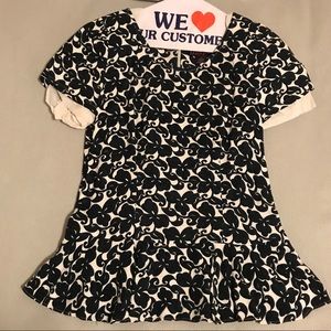 Size 2 Cream, Olive Green & Dark Blue Peplum Top